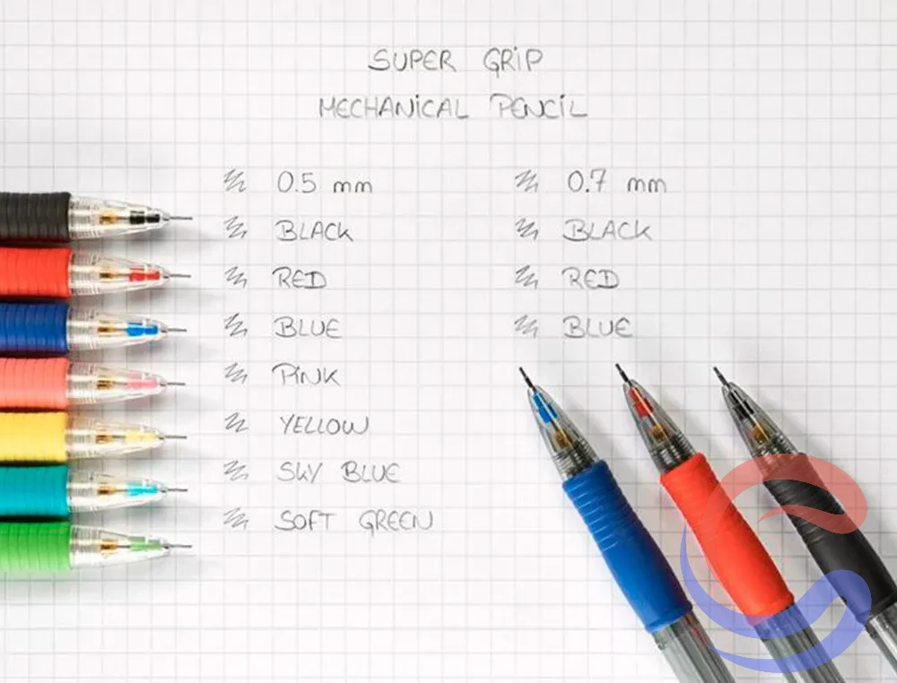 Portamines Pilot SuperGrip H-185 0,5mm Caixa 12u - Negre/Vermell/Blau Clar/Rosa/Verd