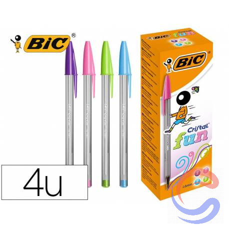Bolígraf BIC Cristal Fun Punta Gruixuda 1,6mm Caixa 20u - Turquesa/Rosa/Violeta/Verd Lima